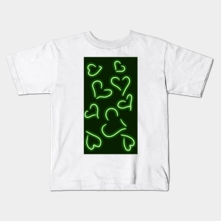 Neon Hearts Green Kids T-Shirt